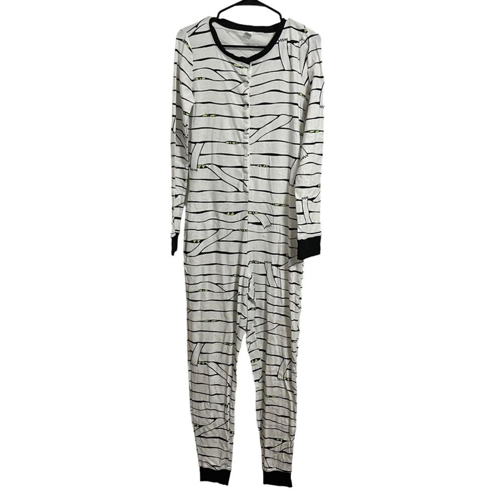 Old Navy Glow In the Dark Eyes Mummy Halloween Onesie Pajamas Size Medium Tall